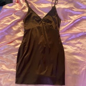 Fashion Nova brown satin dress